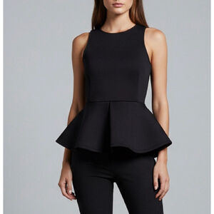 Monteau Los Angeles Black Sleeveless Peplum Tank Top Blouse Size M